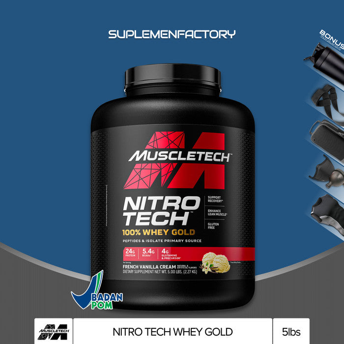 Muscletech Nitrotech Whey Gold 5,5 lbs Nitro tech 5,5lbs Whey Protein - Coklat