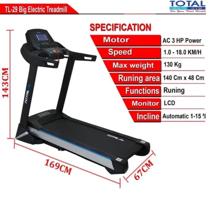 treadmill elektrik komersial TL 29AC treadmill 3HP