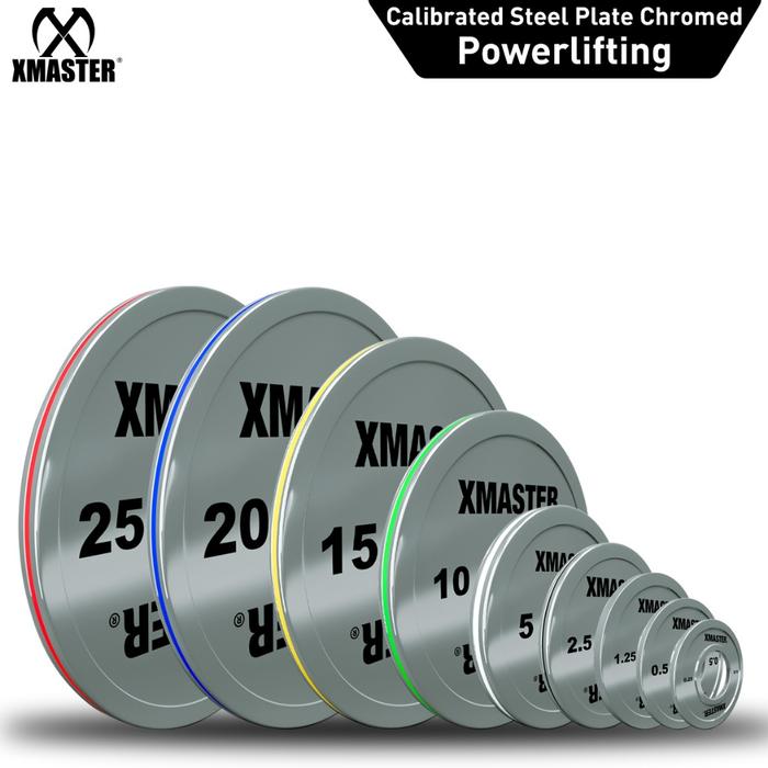 XMASTER Calibrated Steel Powerlifting Plate Chromed, IPF standard Fitness Strength gym ROGUE ELEIKO - 5kg Sepasang