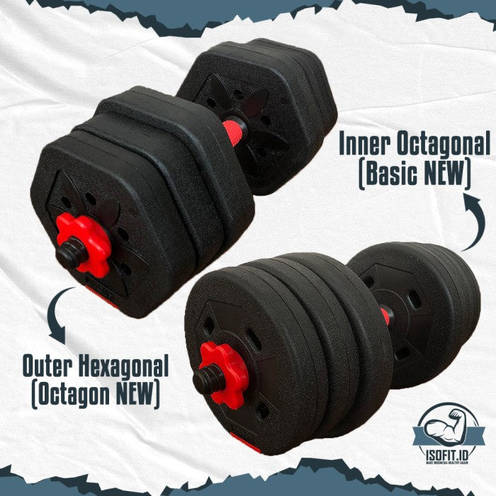 DUMBELL SET ROUND / Barbel / Alat Angkat Beban/ Alat Fitness - 2 IN 1 - 10KG