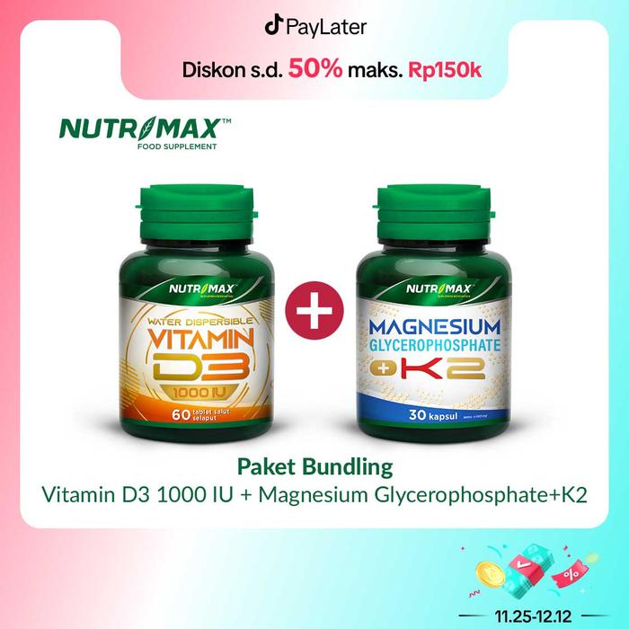 Paket Bundling Nutrimax Vitamin D3 1000 Nutrimax Magnesium Glyserophospate Plus K2