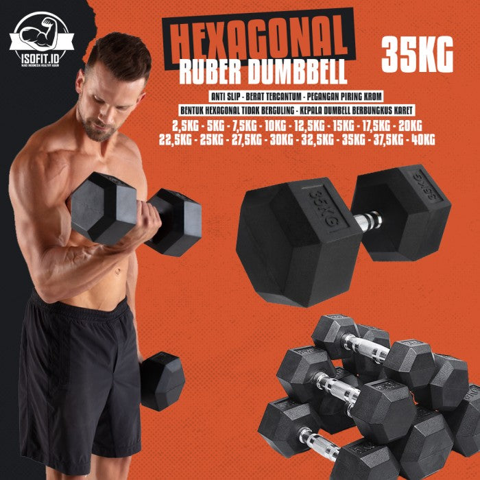 Hex Rubber Dumbell / Barbel Hexagonal Karet - 2,5 KG