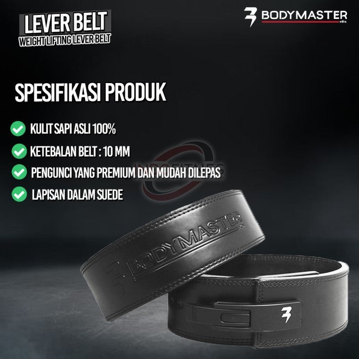 BODYMASTER Lever Belt 10mm BM-A880 Weightlifting Sabuk Gym fitnes - L