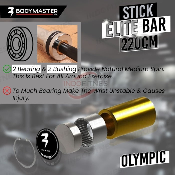 BODYMASTER Olympic ELITE BAR 220cm BM-A208 Stick Barbell 20KG Crossfit - Stick BM-A208