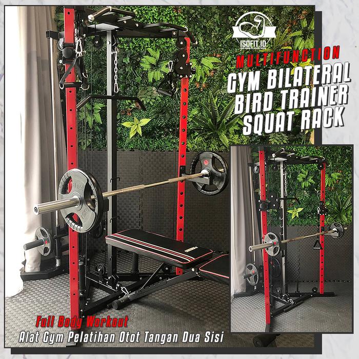 Multifunction Gym Bilateral Bird Trainer Squat Rack / Alat Gym Pelatihan Dayung Otot Tangan + Rak Squat