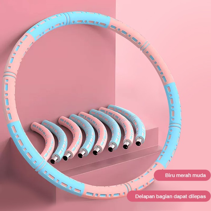 OneTwoFit Hula Hoop Foam Massage Hula Hoop Portable Olahraga Di Rumah - biru merah muda