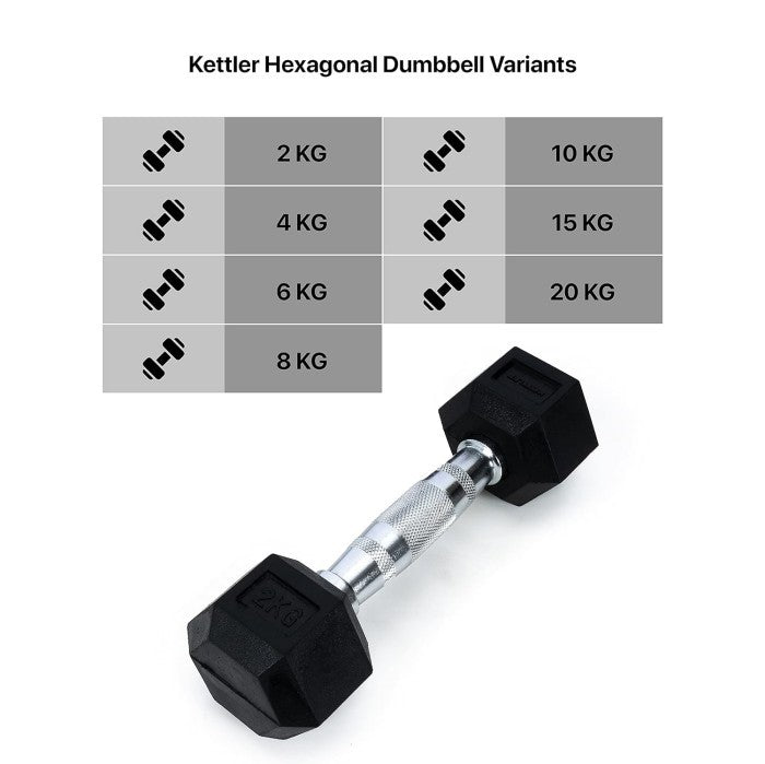 Kettler Fixed Hexagonal Dumbbell 2kg 706-000