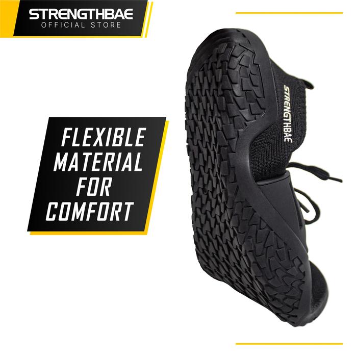 Lifting Shoes STRENGTHBAE Barefoot Gym Shoe Sepatu Gym Deadlift Slipper Slippers Olahraga Squat Bench Press - Black, 43
