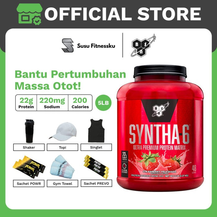 Syntha 6 5 lbs BSN - Syntha6 5lbs - Coklat, Bonus Shaker