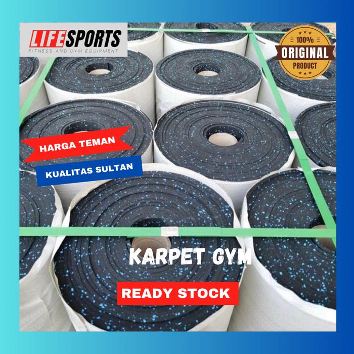 Rubber Flooring Roll Mat import Karpet Karet Gym Fitnes  - 6mm Bintik Abu Putih