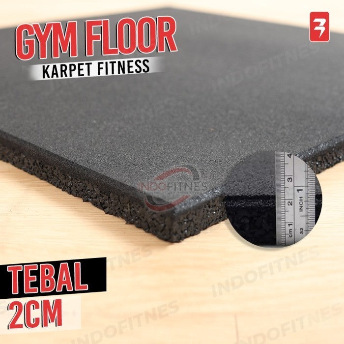 BODYMASTER Karpet karet gym rubber matras fitnes floor tiles BM-E250 - Black, TOPED