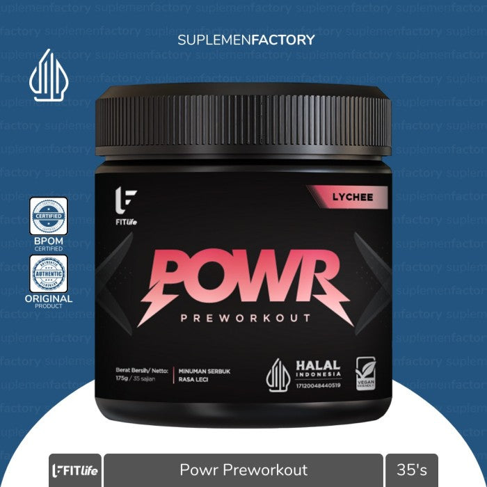 Fitlife POWR 35 Serving Pre Workout Fit Life Halal BPOM