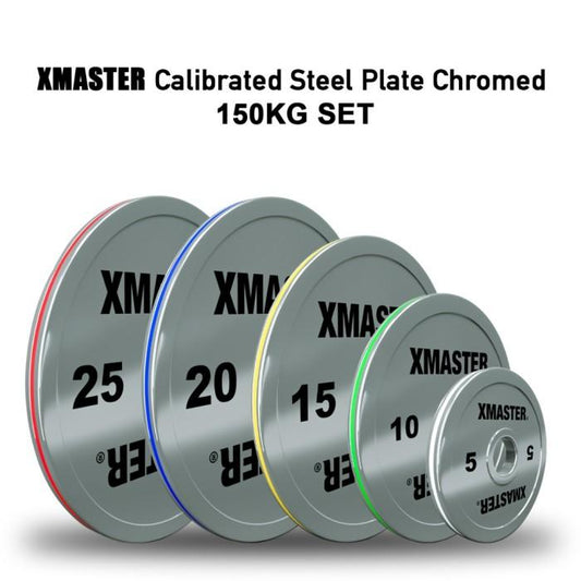 XMASTER Set Bumper Plate CPU 140-150KG Standar IWF IPF CrossFit Powerlifting ROGUE ELEIKO Bahan Bumper & Steel untuk Gym dan Studio Fitness 140KG Set - Steel Ch 150KG