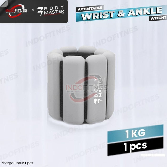 BODYMASTER Ankle Wrist Adjustable Weight Pemberat Tangan Kaki 1KG - 1 pcs, Hitam