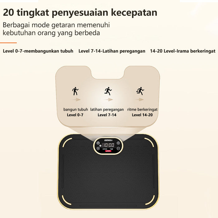 OneTwoFit Fitness Exercise Vibration Machines Whole Body Vertical Rhyt - Hitam dan putih