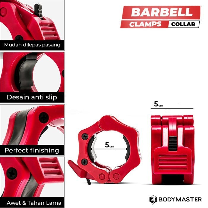 BODYMASTER Barbell Dumbell 5cm Collar Clamp Pengunci Penjepit Bar - Hitam