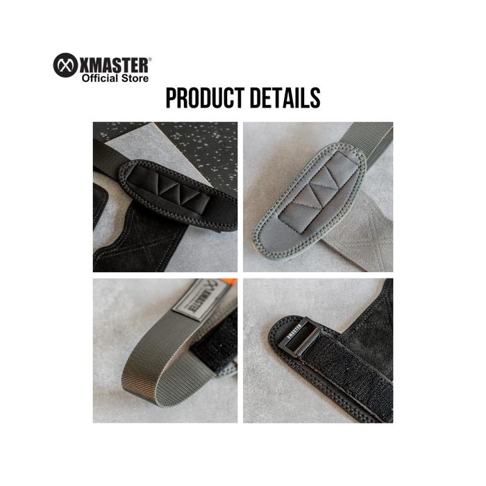 XMASTER Leather Palm Grip for Weightlifting Support - Gray