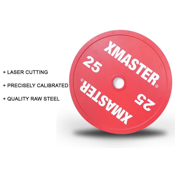 XMASTER Calibrated Plate Powerlifting 5–25kg – Olympic 50mm, Color Coded IPF, Steel – Pair/Set - 10kg Sepasang