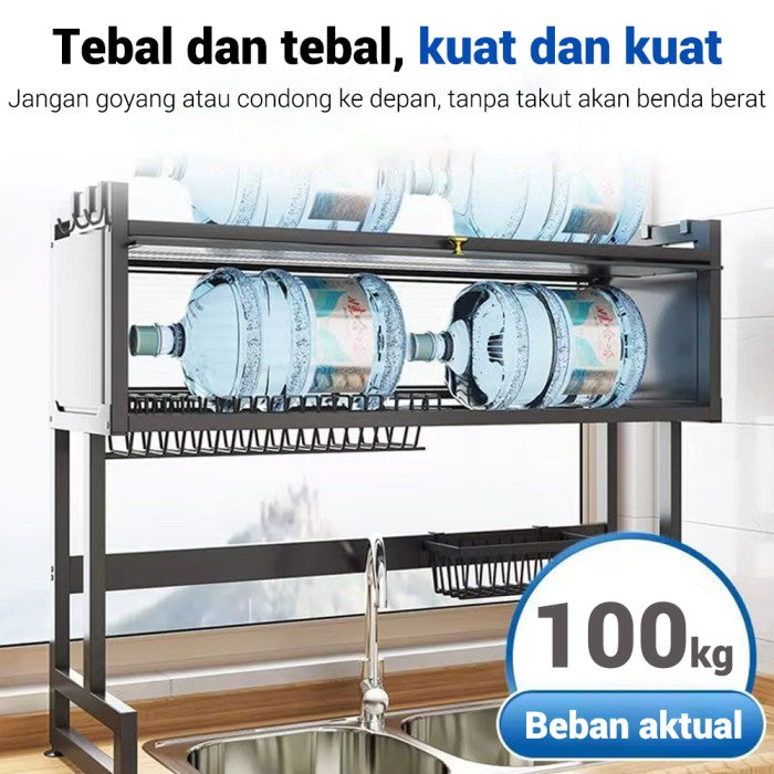 OneTwoFit Rak Piring Wastafel Multifungsi Rak Dapur Rak Dengan Penutup