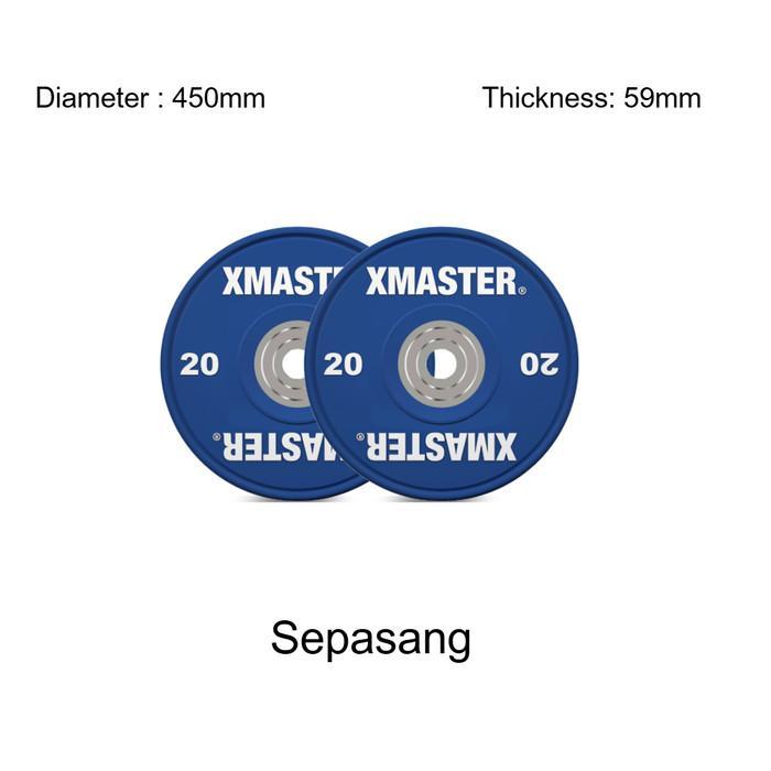 XMASTER Pelat Beban CPU Bumper Plate Set 5-25kg IWF Standar Gym Rumah CrossFit Powerlifting Warna IWF Aman Tahan Banting Garansi Resmi - 15kg Pair