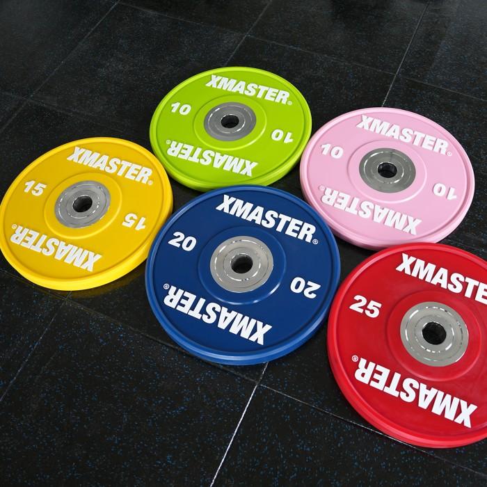 XMASTER Pelat Beban CPU Bumper Plate Set 5-25kg IWF Standar Gym Rumah CrossFit Powerlifting Warna IWF Aman Tahan Banting Garansi Resmi - 15kg Pair