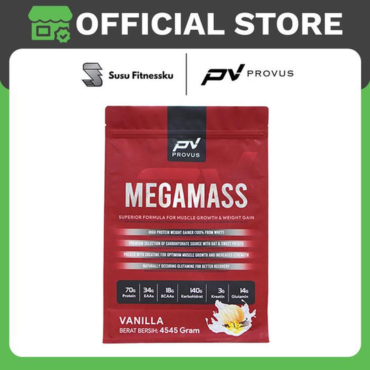 Provus Mega Mass 10 lb - 20 Serving Weight Gainer Penambah Berat Badan - Vanila, Topi