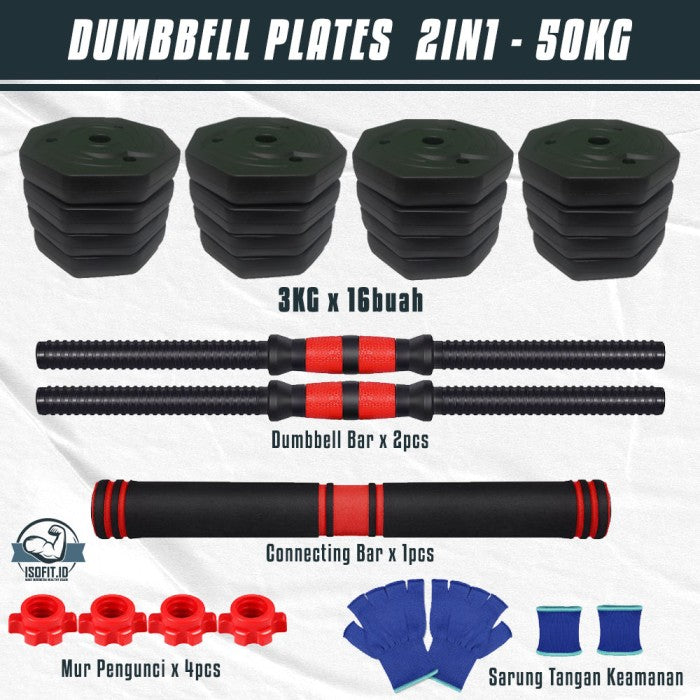 DUMBELL SET / Barbel / Alat Angkat Beban / Alat Fitness - TRI 2IN1-20KG