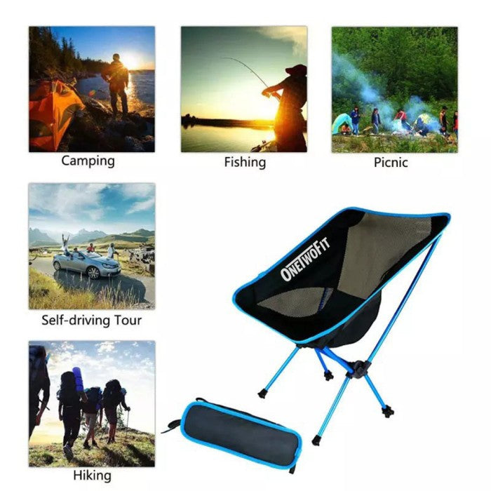 OneTwoFit Kursi Lipat Camping Outdoor Premium Memancing Portable Chair - Merah