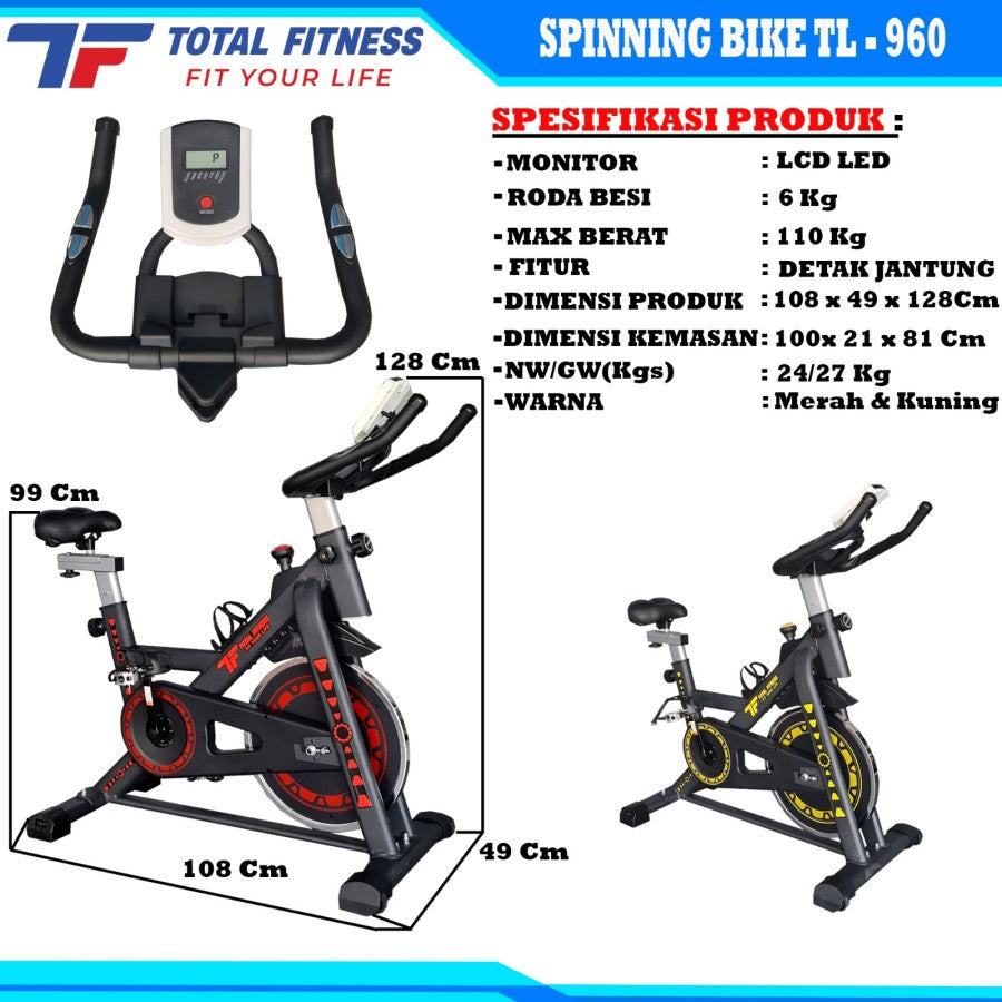 Spinning Bike TL-960 Total Fitness | Sepeda Statis Spining