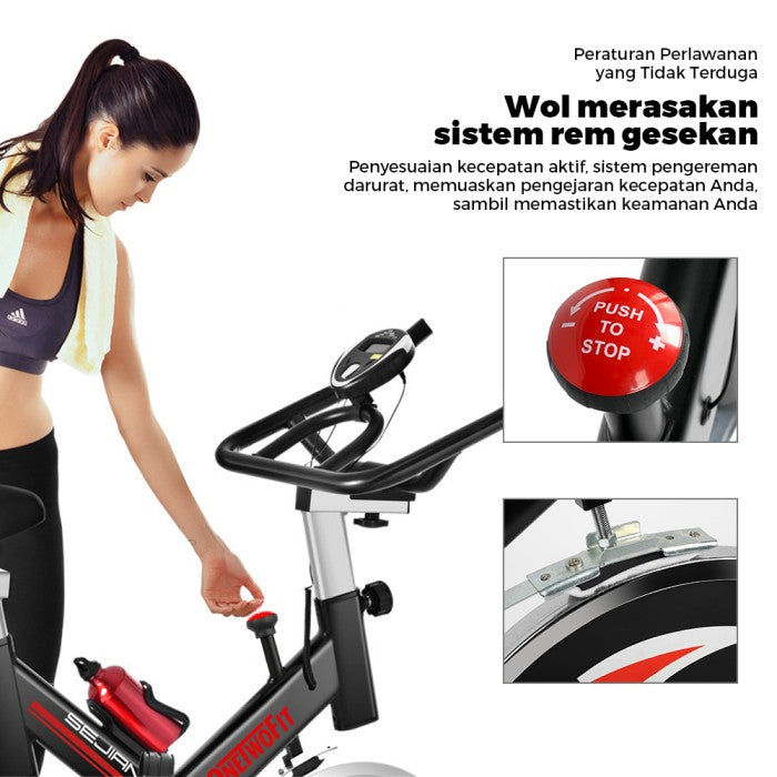 OneTwoFit Spinning Bike Sepeda Statis Exercise Bike Cardio Sepeda Fitness LCD Monitor Adjustable Seat