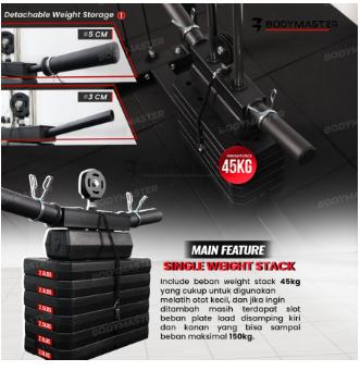 Smith Machine BM-2070 - Power Rack Functional- Bar+Rubber80kg - alat saja