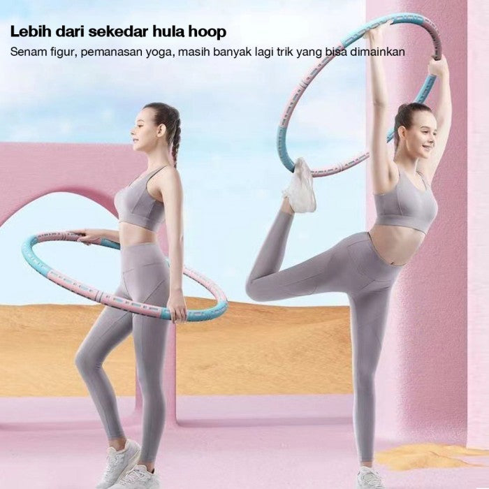 OneTwoFit Hula Hoop Foam Massage Hula Hoop Portable Olahraga Di Rumah - biru merah muda