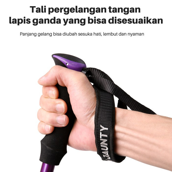 OneTwoFit Trekking Pole 3 Ruas Tongkat Hiking Pegangan Spons EVA - Hitam