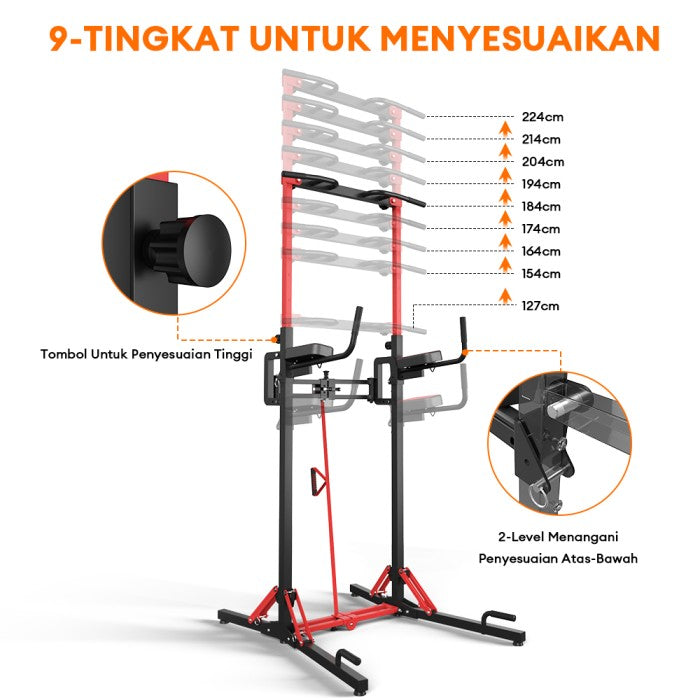 OneTwoFit Foldable Multi-Function Power Tower Adjustable Chin Up Bar