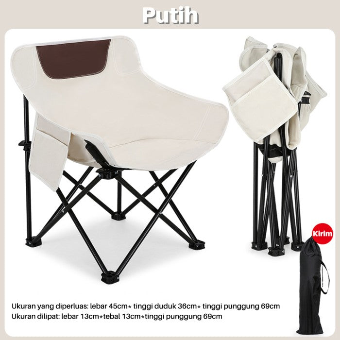 OneTwoFit Kursi Lipat Camping Moon Foldable Portable Chair Mancing - black