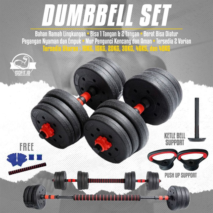DUMBELL SET / Barbel / Alat Angkat Beban / Alat Fitness - TRI 2IN1-20KG
