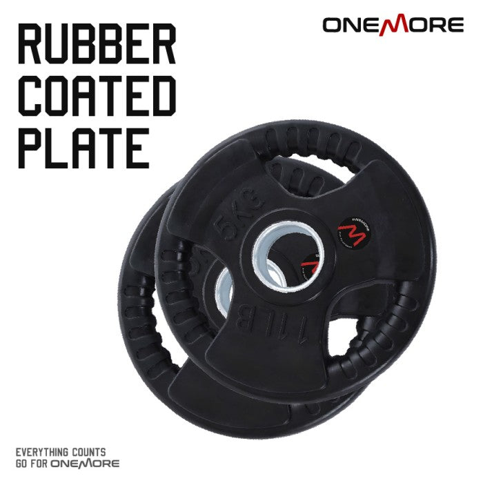ONE MORE Rubber Coated 5CM Barbell Plate Piringan Beban Plat Barbel