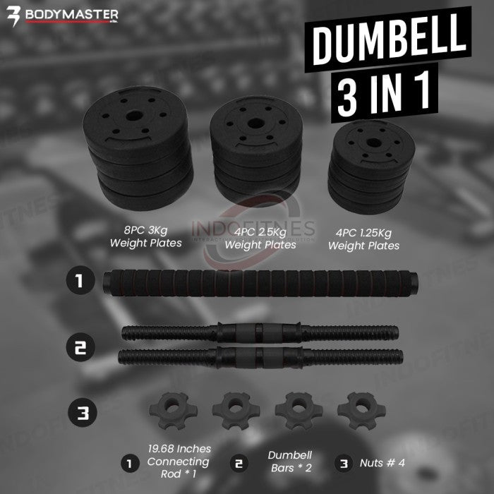 BODYMASTER 40KG BM-A015 Adjustable Dumbell Barbell ABS PVC dumbel - Kettle Handle, BELUM ONGKIR
