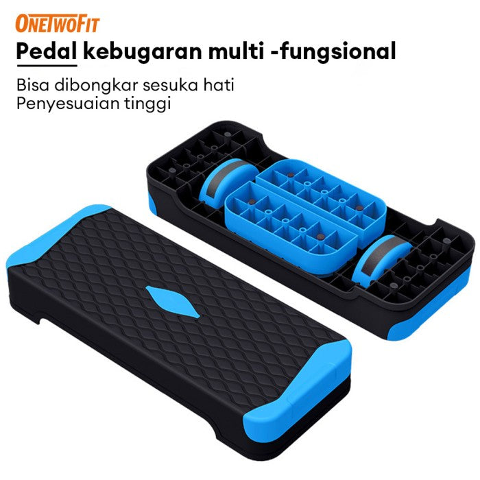 OneTwoFit Aerobic Stepper Sport Papan Senam Aerobic Step Multifunction Adjustable Stepper - Biru