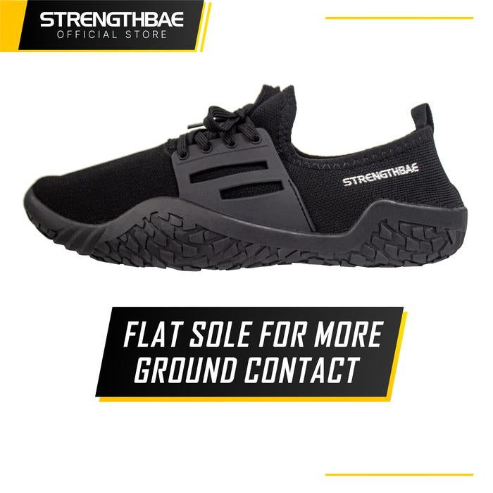 Lifting Shoes STRENGTHBAE Barefoot Gym Shoe Sepatu Gym Deadlift Slipper Slippers Olahraga Squat Bench Press - Black, 43