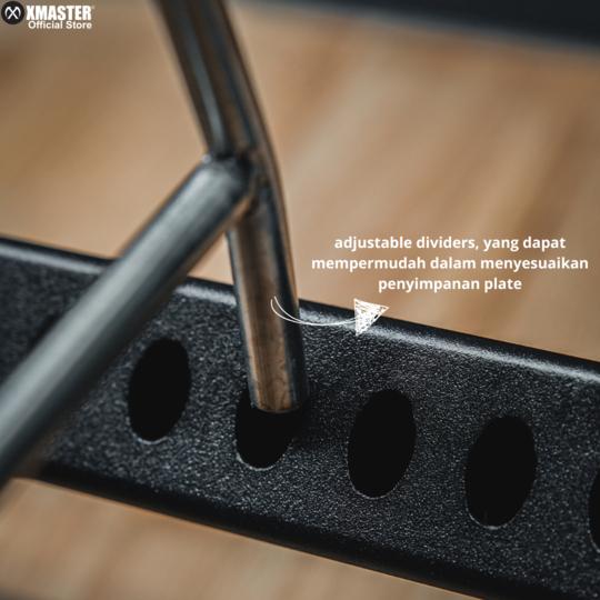 XMASTER Plate Storage Trolley Pro Stainless Steel Adjustable Holder 4 Roda Gym Komersial Crossfit - Trolley 2 Wheel