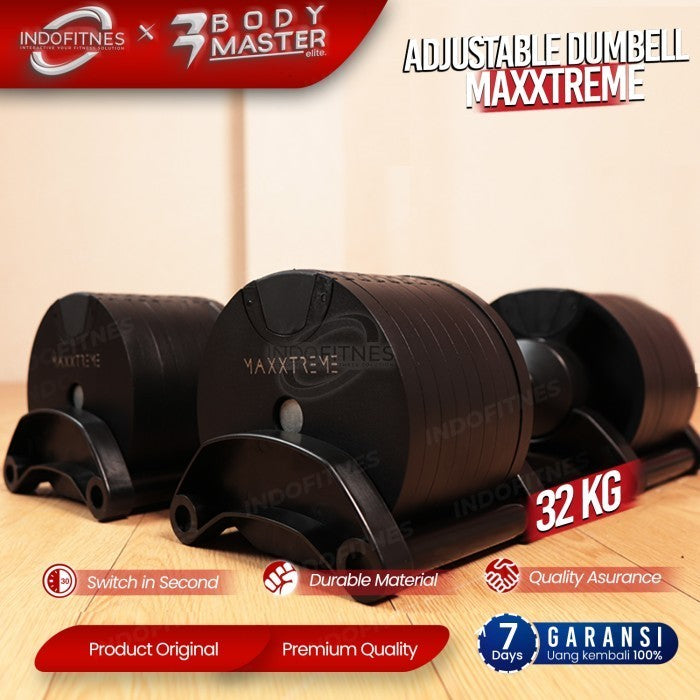 BODYMASTER MAXXTREME 32KG BM-A035 Original Adjustable Dumbell Barbell - BDMS RACK, KURIR TOPED