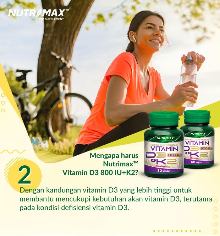 Nutrimax Water Dispersible Vitamin D3 + K2 Kalsium Calcium Kesehatan Tulang Osteoporosis Lansia