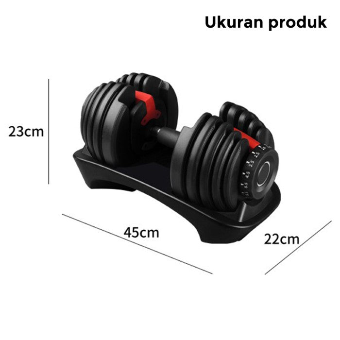 OneTwoFit Adjustable Dumbell Barbell Alat Fitness Set 24kg 15 level Adjustable Barbel Fitness