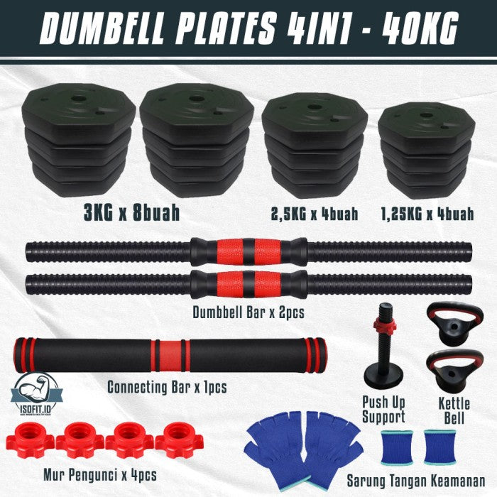 DUMBELL SET / Barbel / Alat Angkat Beban / Alat Fitness - TRI 2IN1-20KG