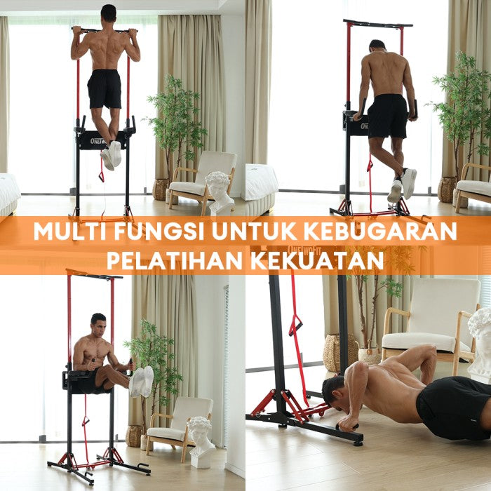 OneTwoFit Foldable Multi-Function Power Tower Adjustable Chin Up Bar