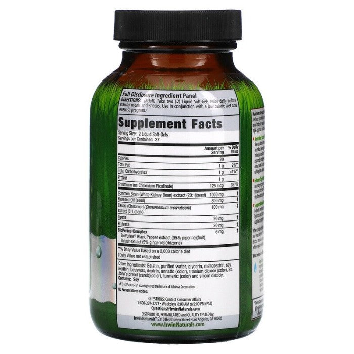 Irwin Naturals 3-In-1 Carb Blocker Maximum Strength 75 Liquid Softgel
