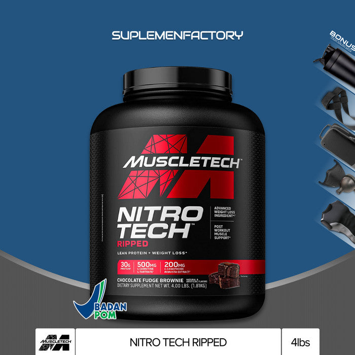 Muscletech Nitrotech Ripped 4lbs 4 lbs Nitro tech Muscle Tech - Coklat