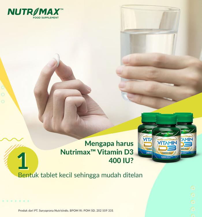 Nutrimax Vitamin Vit D3 400 IU Kesehatan Tulang Gigi Imunitas Osteoporosis Imun Tubuh - 120 TABLET