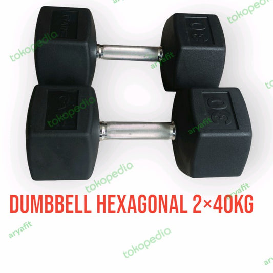 Hexagonal Rubber Dumbbell 2×40kg